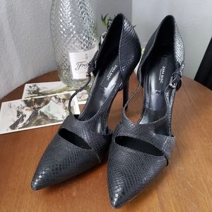 Zara Basic Snakeskin Strappy Pointed Toe Heels